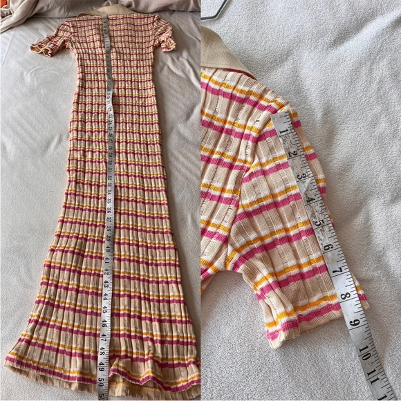 NWOT Zara Striped Ribbed Knit Polo Collar Midi Dress S - Picture 8 of 9